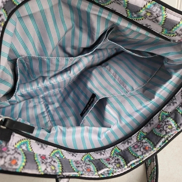 VERA BRADLEY Womens BLUE Gray QUILTED Geo PRINT PAISLEY TRAVEL TOTE BAG - Picture 5 of 15